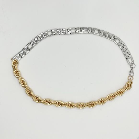 ASOS Men's Stainless Steel Chunk and Gold Rope 24" Chain - Picture 6 of 7